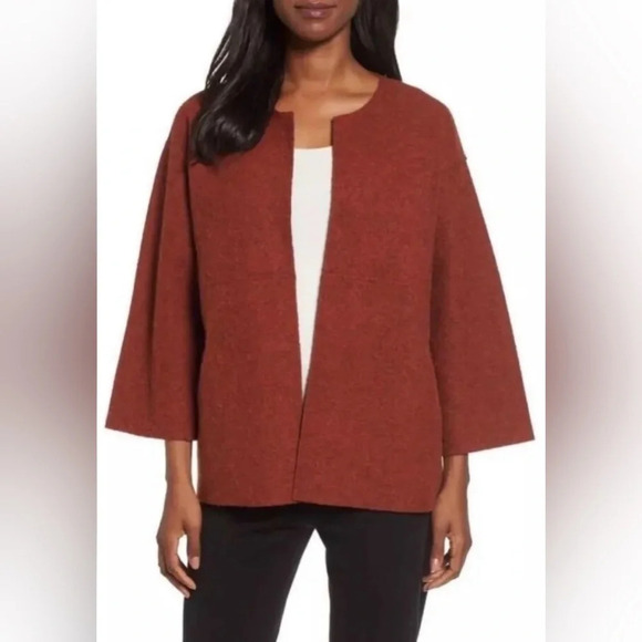 Eileen Fisher Jackets & Blazers - Eileen Fisher Womens Alpaca Wool Mélange Jacket 3/4 Sleeve Cayenne Orange Size L